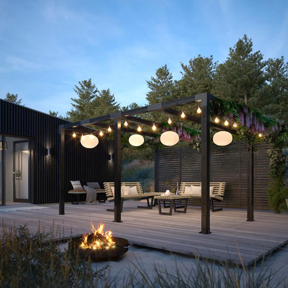 PERGOLA PLUS CUBIC 387X387CM INKL. TOKYO GJERDE SVART