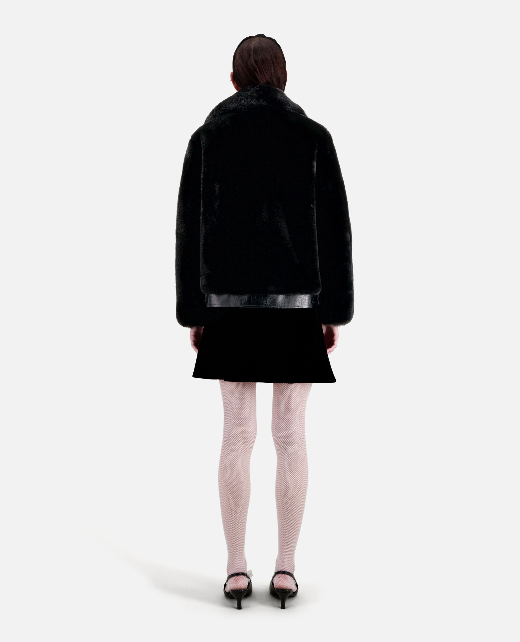 Black faux fur bomber jacket