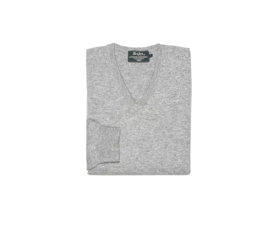 Pull col V homme laine Gris Chiné - ELIAN
