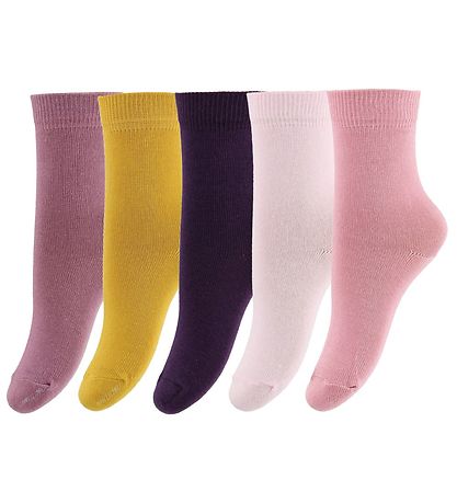 Minymo Strømper - 5-pak - Rosa/Gul/Lilla