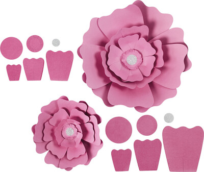 Papirblomster - Ø 15+25 CM - 230 G - Lyserød - 2 Stk