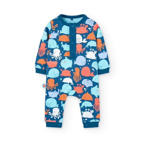 Boboli Pelele Fleece Printed 12 Meses Large Indigo Sea Print - 8445470565413