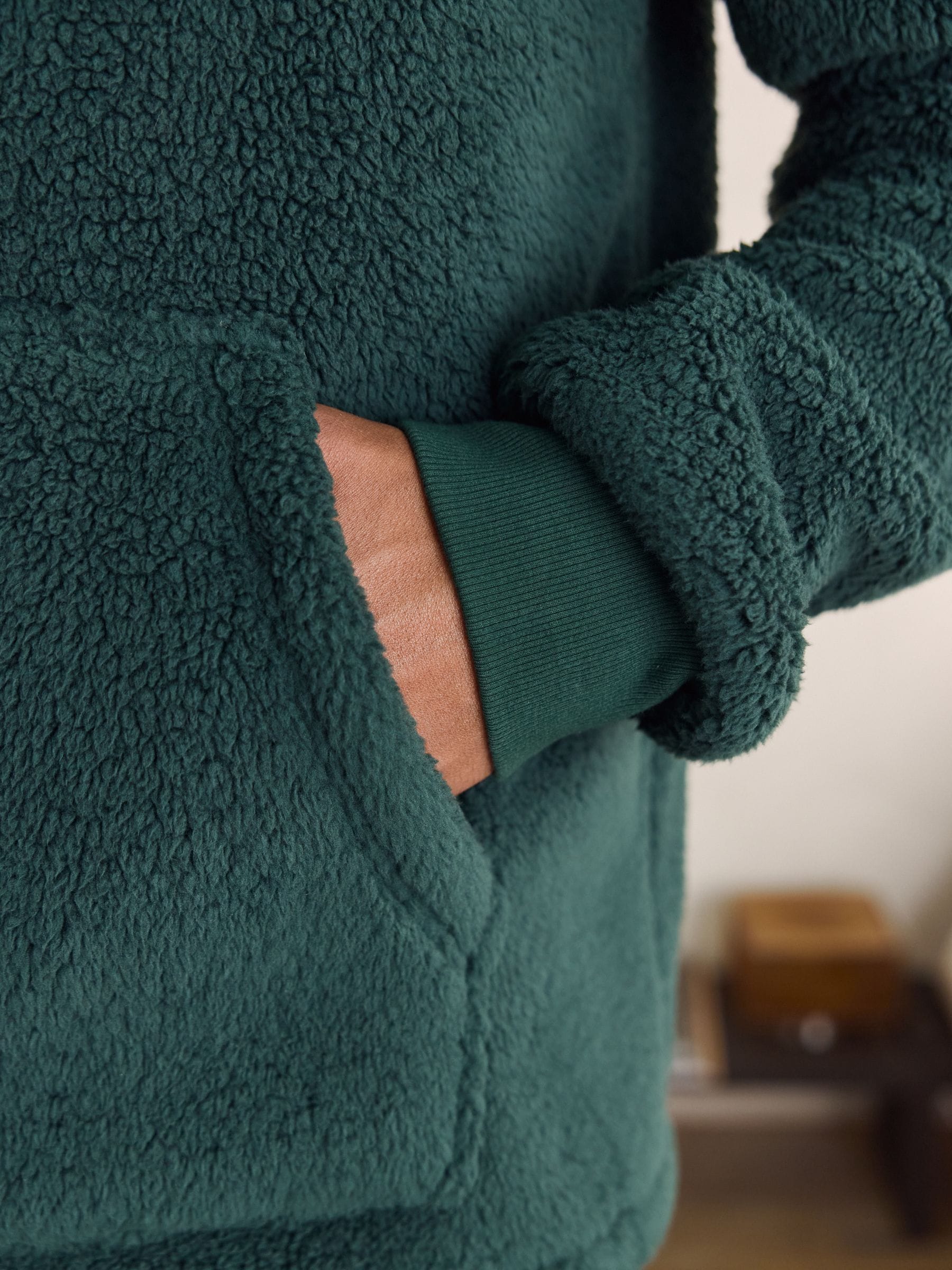 Groen - Pullover hoodie van borg