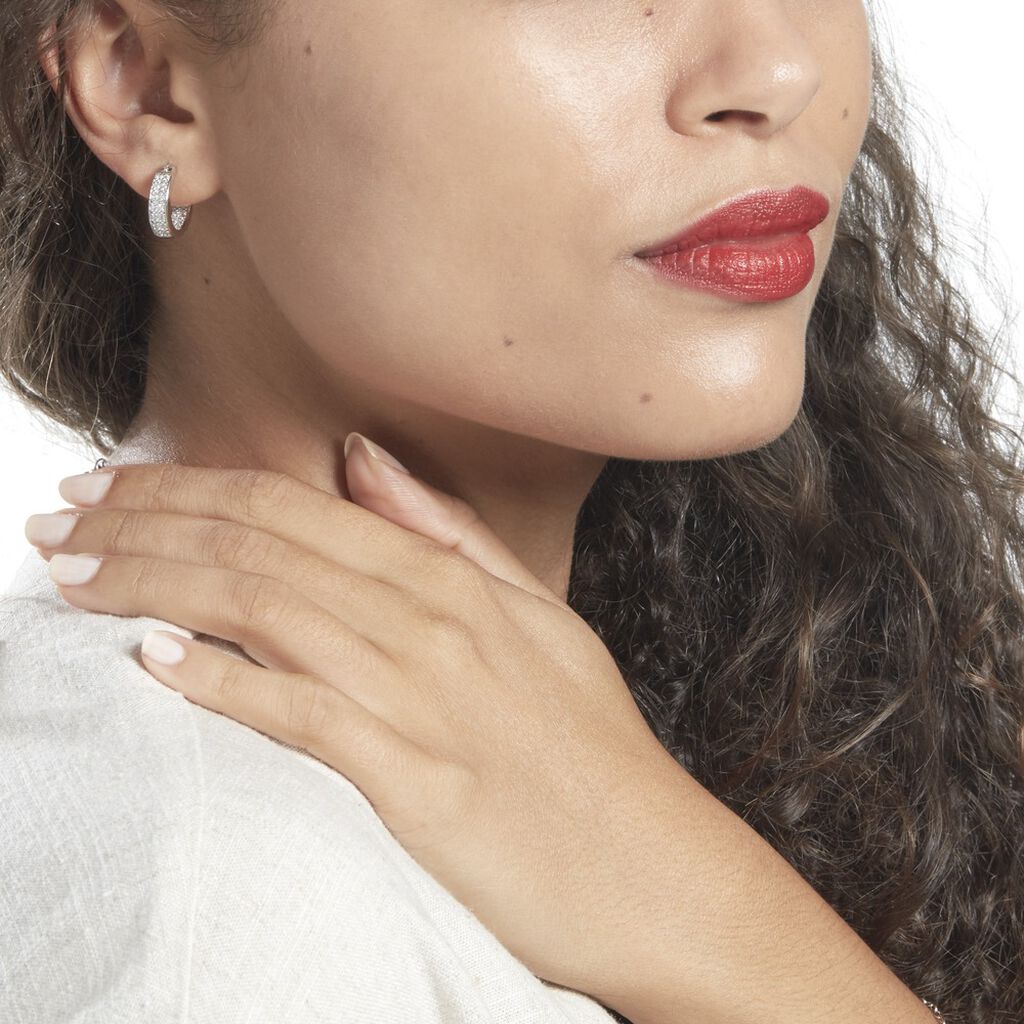 Créoles Argent Blanc Menelas Oxydes De Zirconium