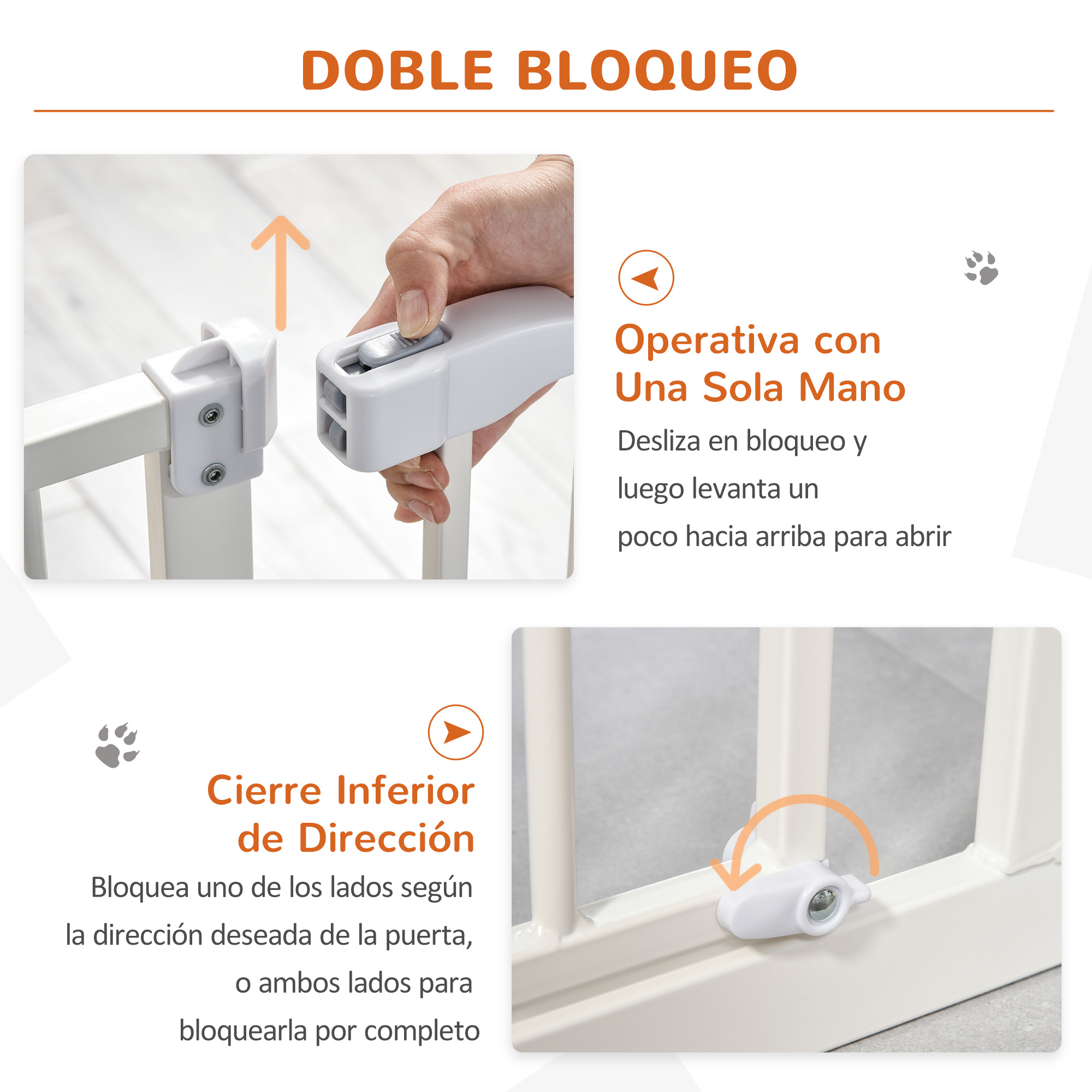 Portão de segurança PawHut em metal branco para cães