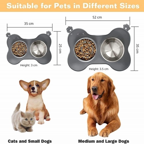 Alimentador para animais de estimação Edipets anti-engasgo em aço inoxidável cinza
