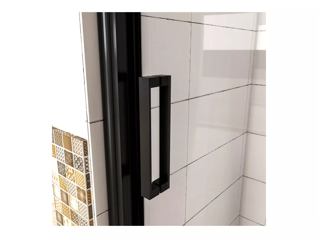 Porte de douche 100x195cm avec l'amortisseur - Noir Mat - Porte de douche coulissante en 8mm verre anticalcaire