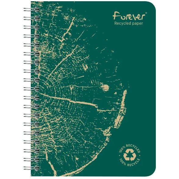 Carnet reliure intégrale FOREVER PREMIUM 100% recyclé A6 120 pages détachables micro-perforées ligné papier blanc 90 g - Assortis