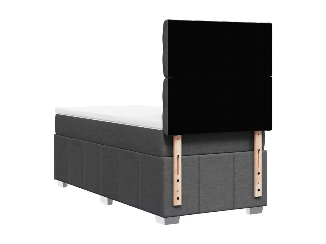 Sommier à lattes de lit et matelas Gris foncé 90x190 cm Tissu