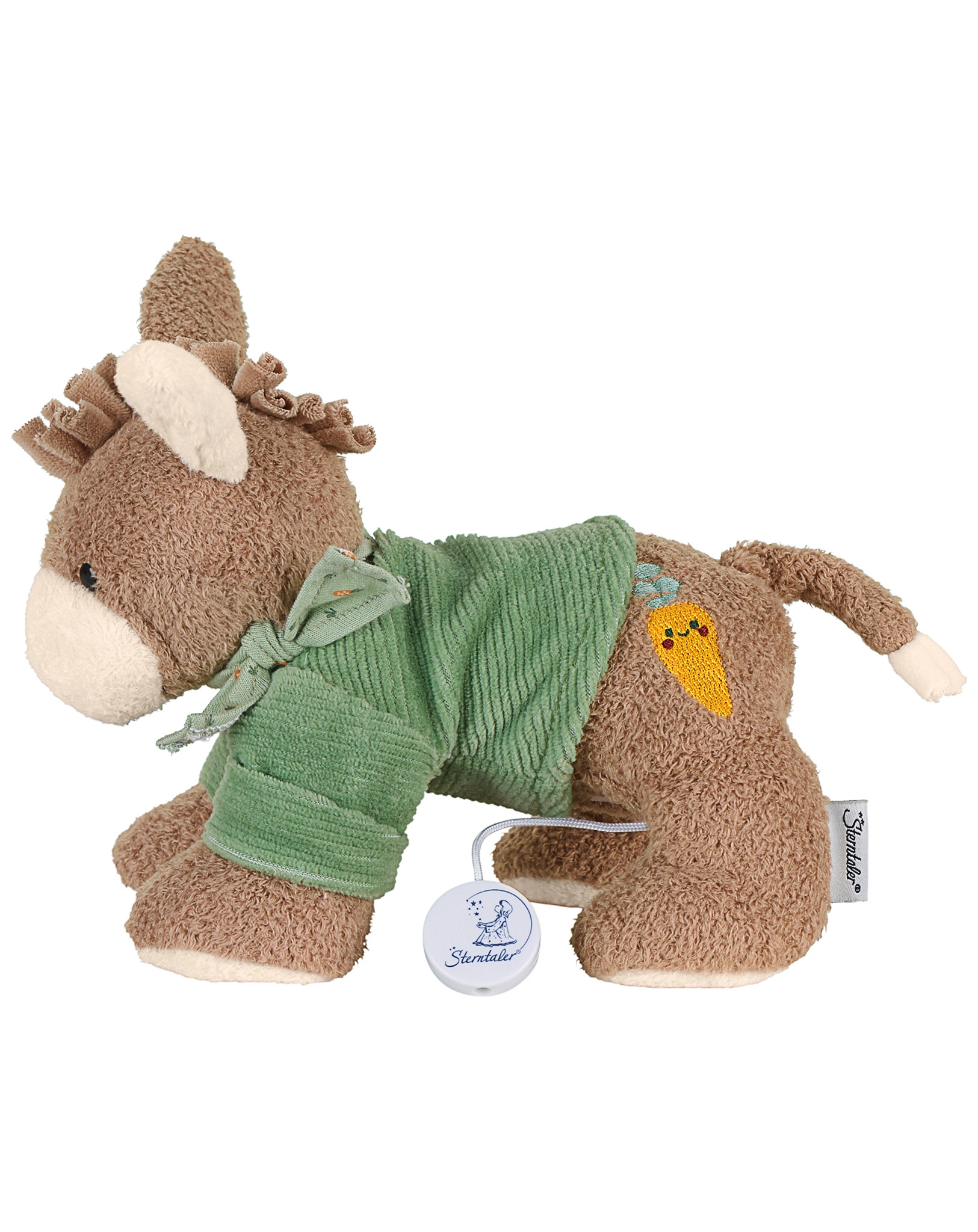 Spieluhr ESEL EMMILIUS (20 cm) in grün/hellbraun