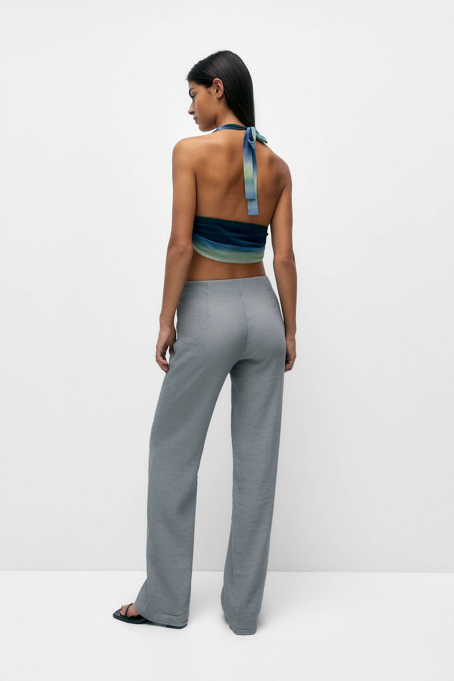 Top cropped de tule com alças no pescoço - Estampa 1