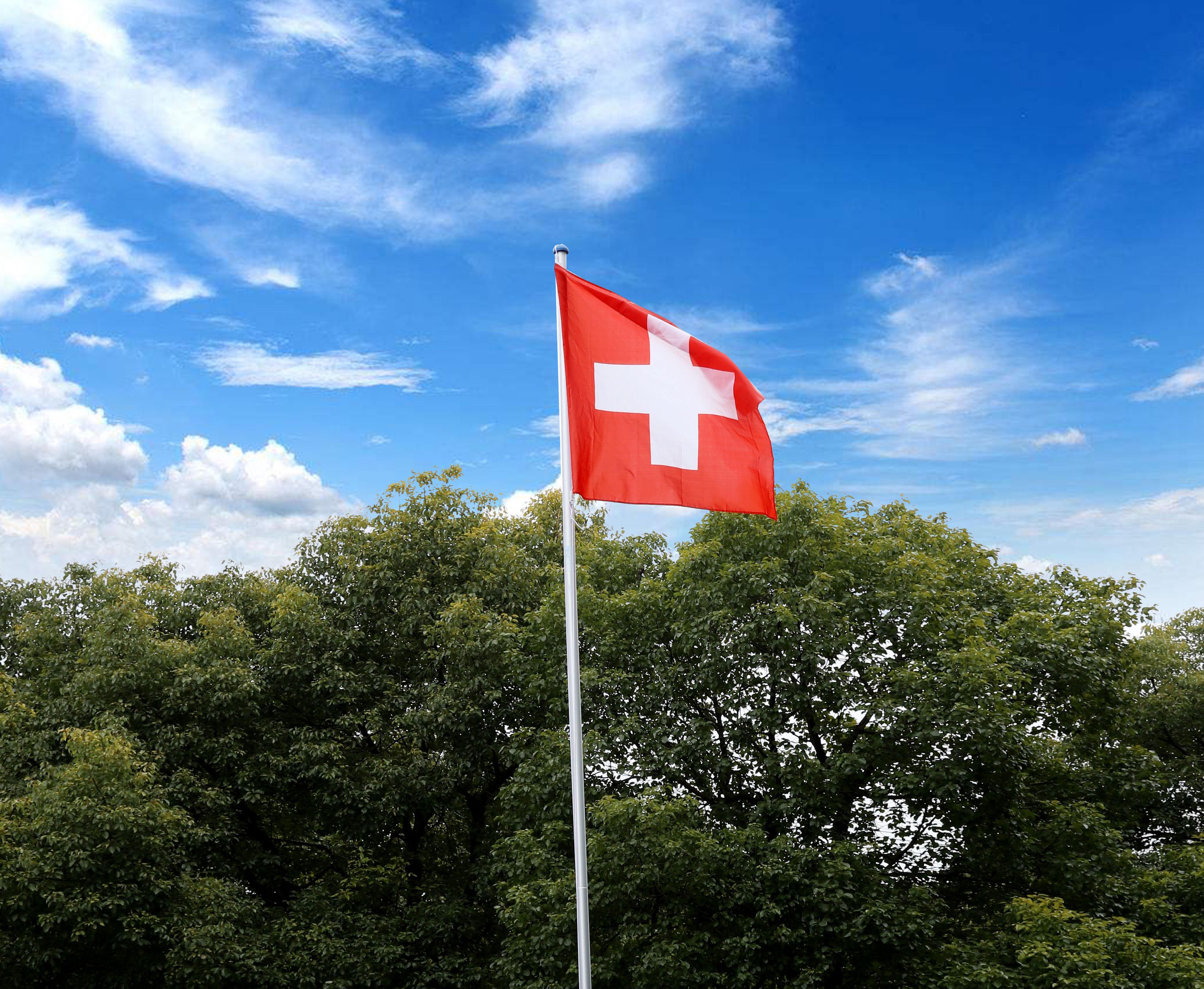 Fahnenmast 6.2 m mit Schweizer Fahne