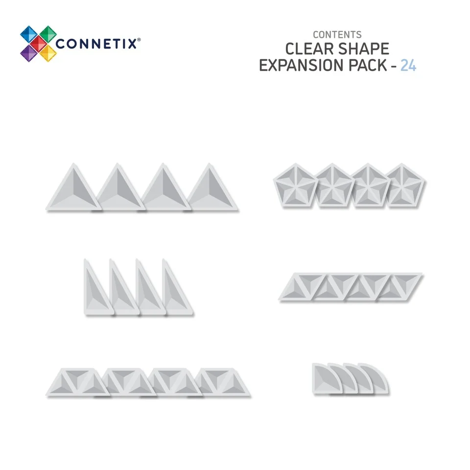 Connetix - Clear Shape Expansion Pack 24 dele - (CT-C-00024-SH)