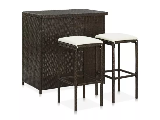 Ensemble de bar 3 pcs Résine tressée Marron