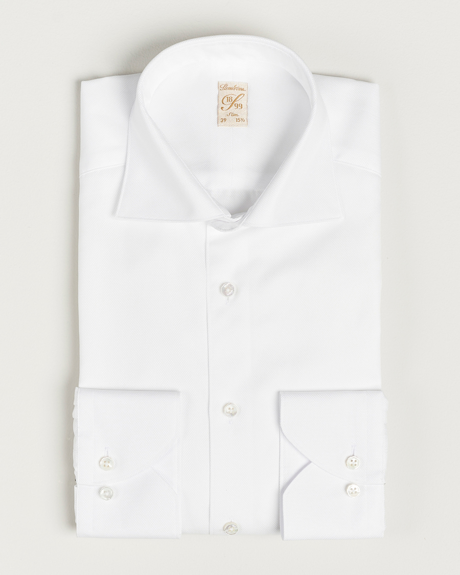Stenströms 1899 Slim Cotton Royal Oxford Shirt White