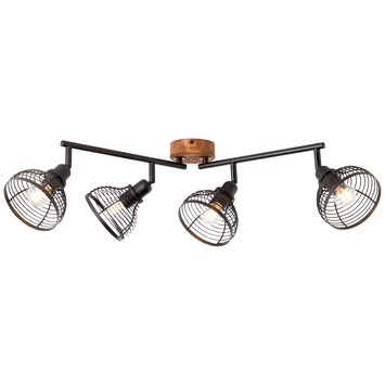 Brilliant opbouwspot Avia 4x E14 zwart/hout