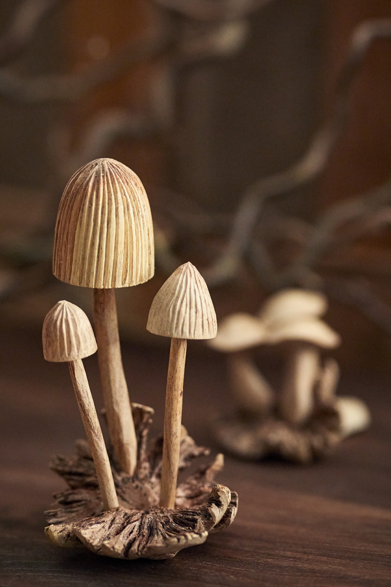 Figur 'Hutpilze' aus Holz, braun, Ø 9 cm, H 12 cm von fischer's lagerhaus