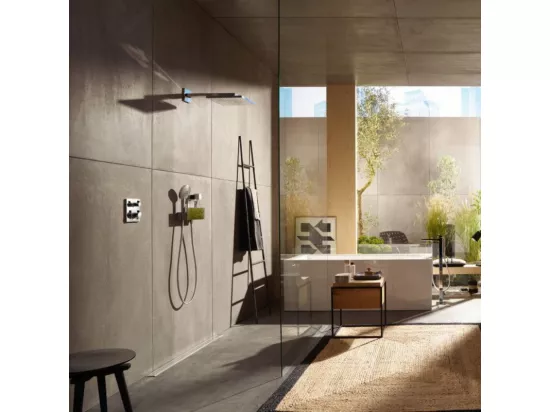 Lot robinet douche encastré thermostatique HANSGROHE Ecostat E + Douche de tête Raindance E 300