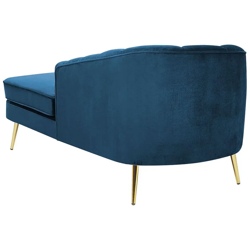 ALLIER - Chaise longue - Blauw - Linkerzijde - Fluweel