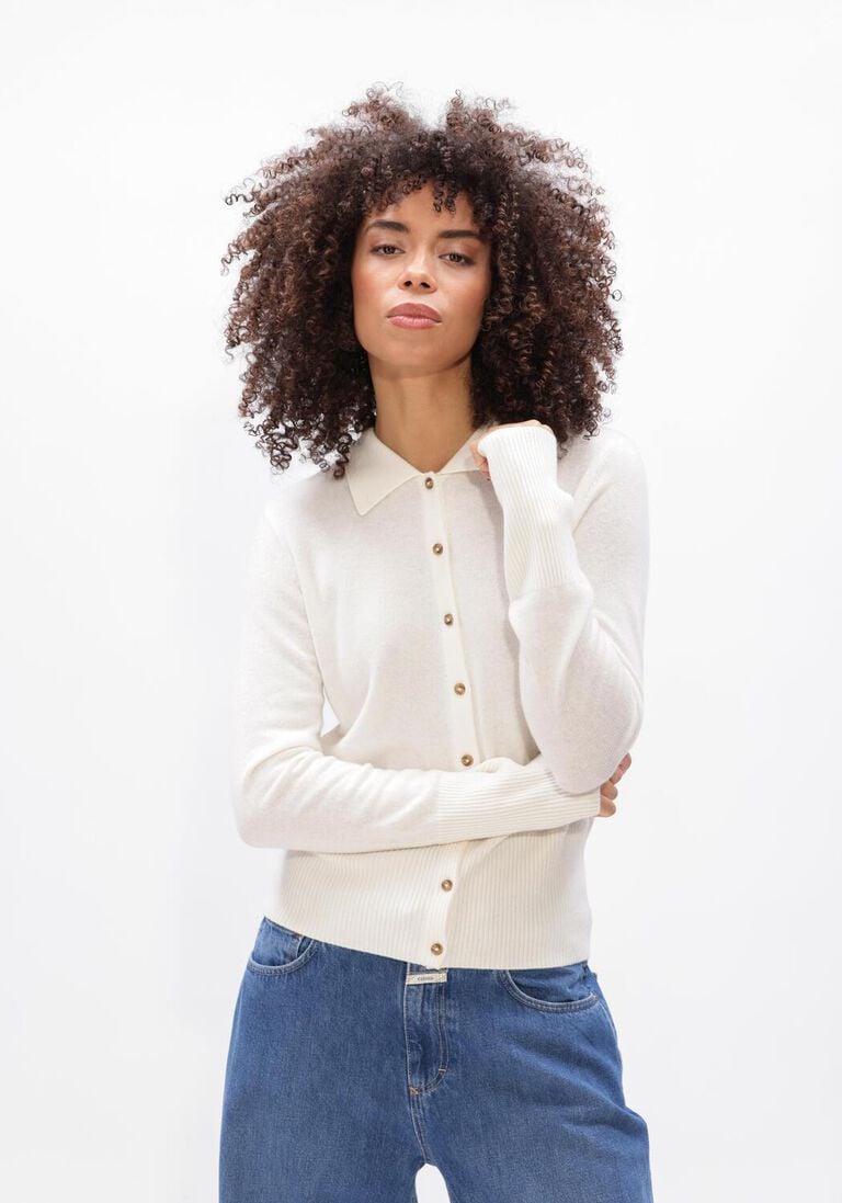 ecru closed trui cardigan with collar
