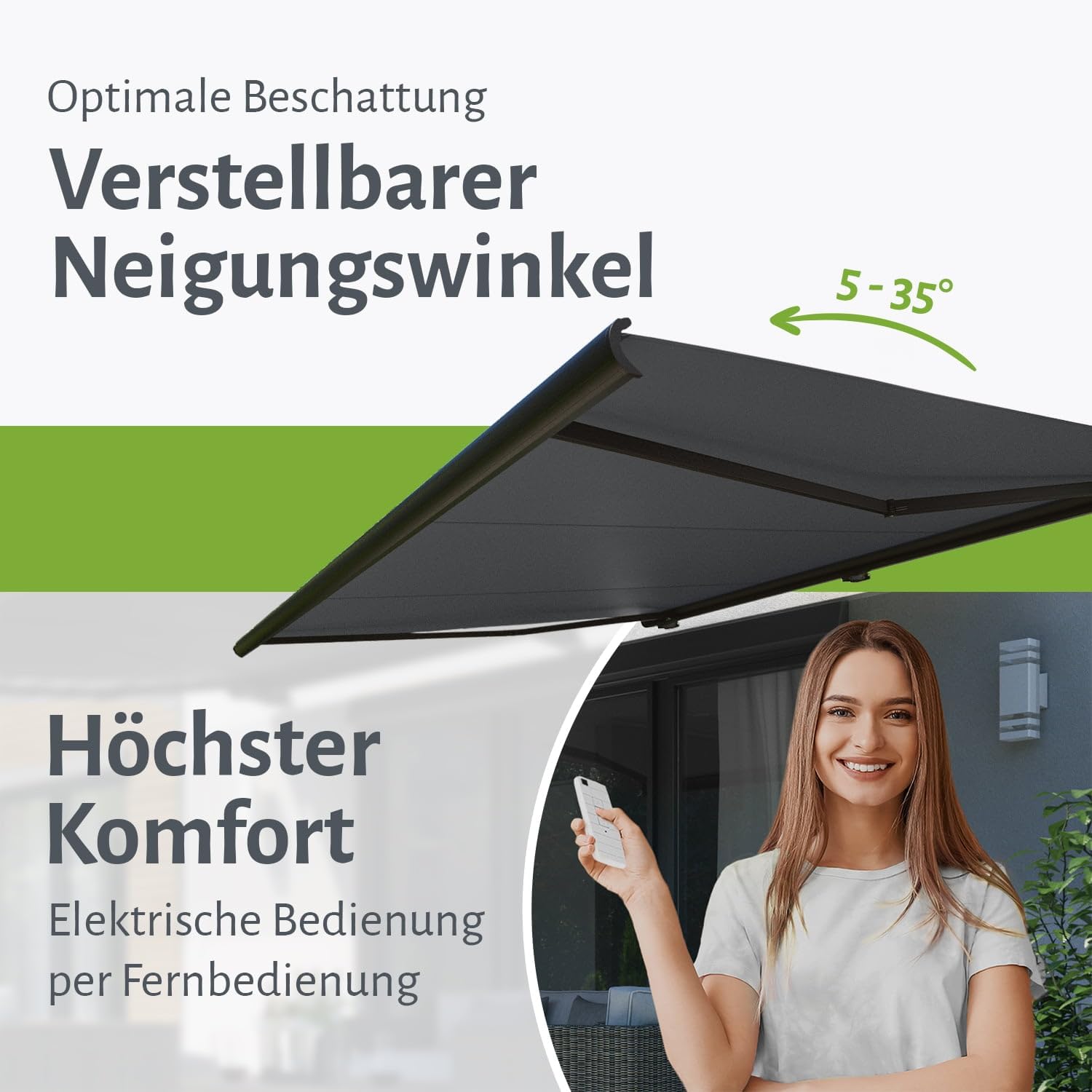empasa elektrische Vollkassettenmarkise 'Profi' Kassettenmarkise Gelenkarmmarkise Markise Sonnenmarkise Sonnenschutz komplett vormontiert, viele Farben und Größen wählbar