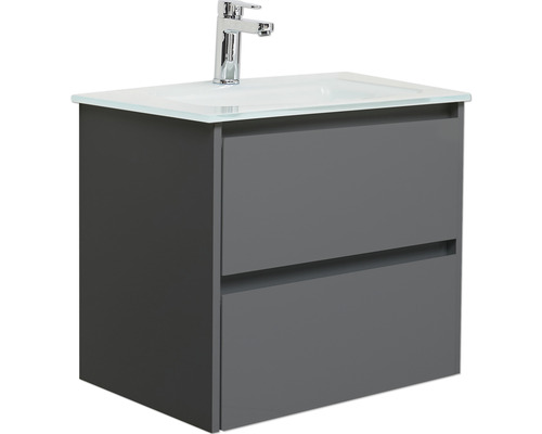 Pelipal xpressline 3261 grijs wastafelmeubel met glazen front BxHxD 60 x 52,9 x 42 cm