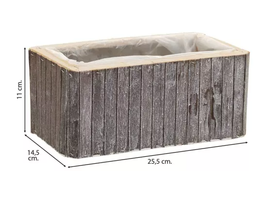Panier rectangulaire en bois gris 25.5x14.5x11h