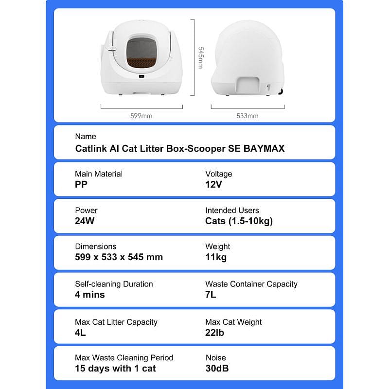 Catlink Scooper SE BayMax Zelfreinigende Kattenbak | Catlink Scooper SE BayMax Kattenbak | 13667
