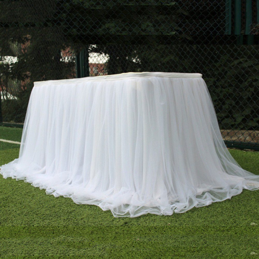 (100x80cm) Tisch Deko Tüll Vorhang für Party / Hochzeit / Geburtstag - Weiss
