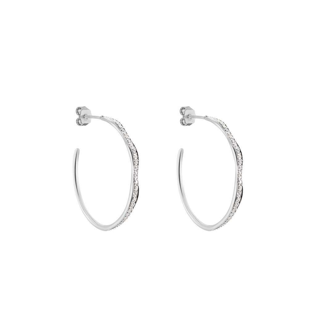 Créoles Catalina Rondes Argent Blanc Oxyde De Zirconium