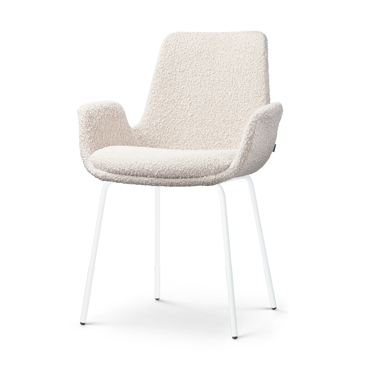 Eetkamerstoel Nora-Eef bouclé beige - wit onderstel