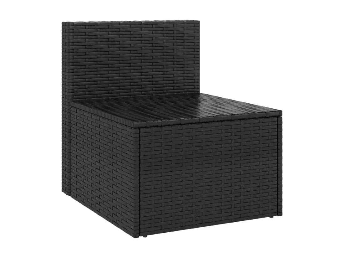 Canapés centraux de jardin et coussins 2pcs Noir Résine tressée