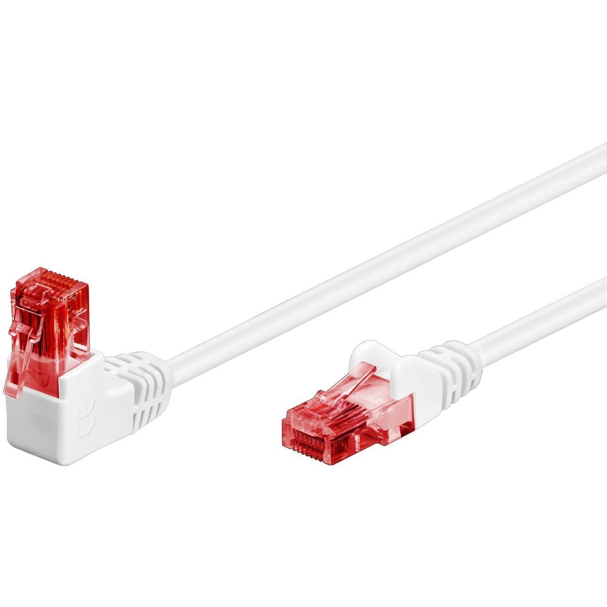 CAT 6 patchkabel 1x 90°vinklet, U/UTP, hvit