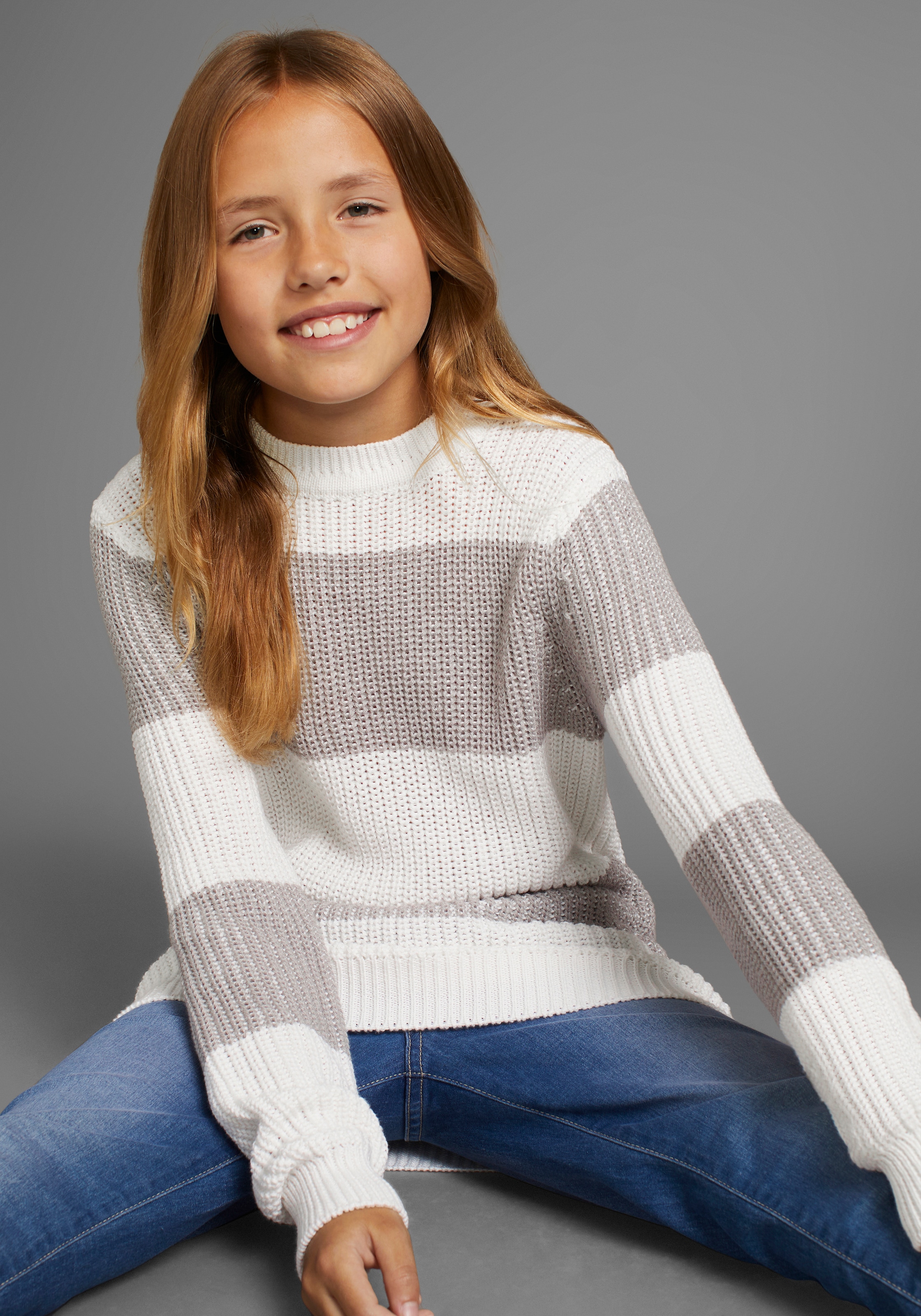 KIDSWORLD Strickpullover »Streifenpullover mit breitem Muster«, , modisches Streifendesign für Mädchen