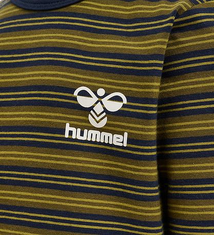 Hummel Bluse - HmlUnited T-Shirt l/æ - Stribet - Blåck Iris/ Grøn