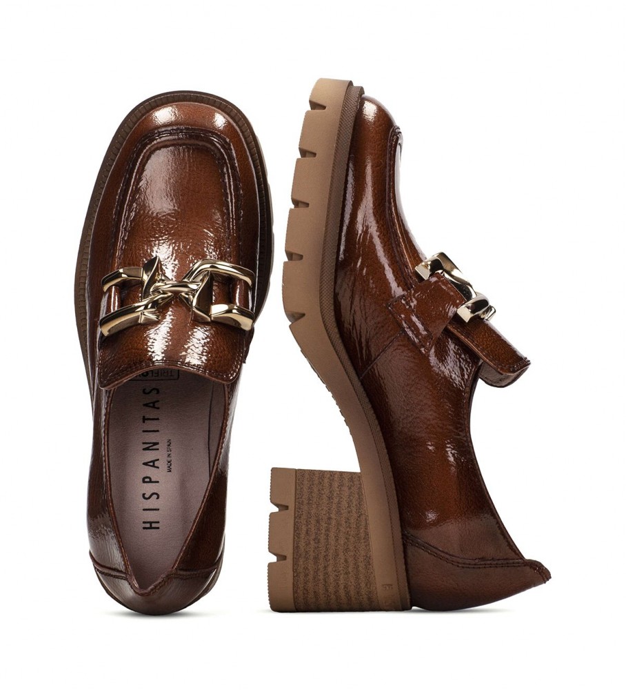 Sapatos Hispanitas Everest em couro marrom - Altura do salto: 6,5 cm -