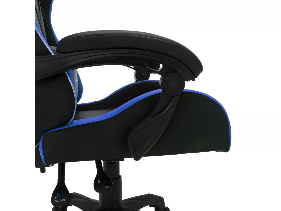 Fauteuil de jeux vidéo avec LED RVB Bleu et noir Similicuir