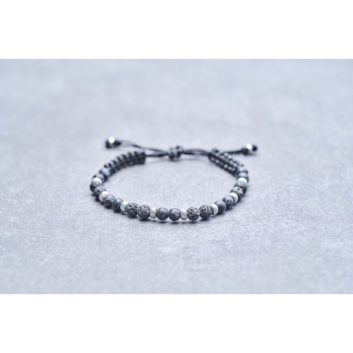 Bracelet souple Abel en Acier 316L avec lave noir