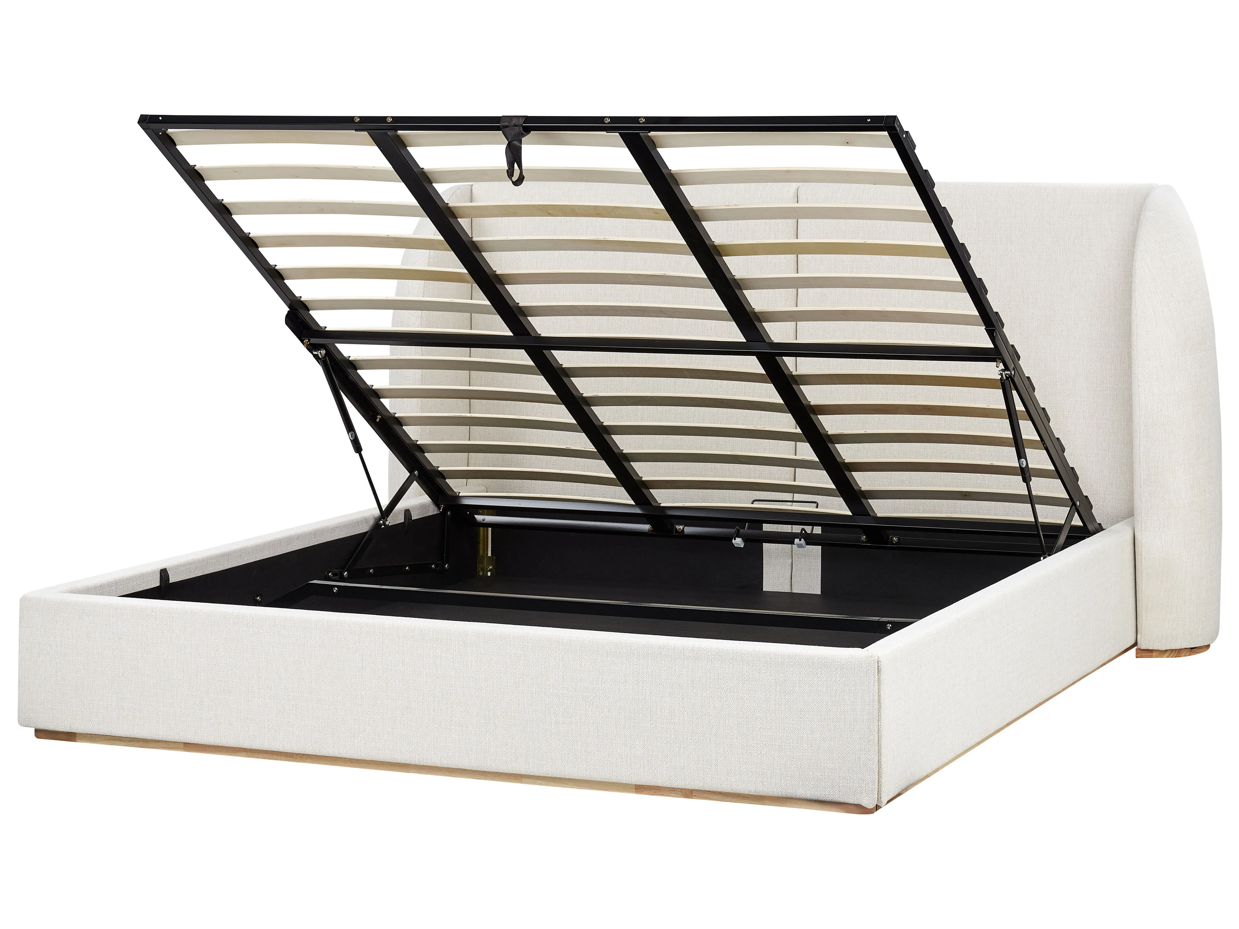 Bed met opbergruimte Stof MONESTIER 180 x 200 cm Gebroken wit