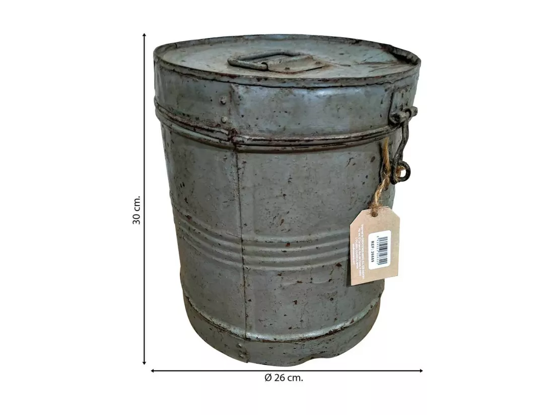 Bidon en métal gris 6x26x30h
