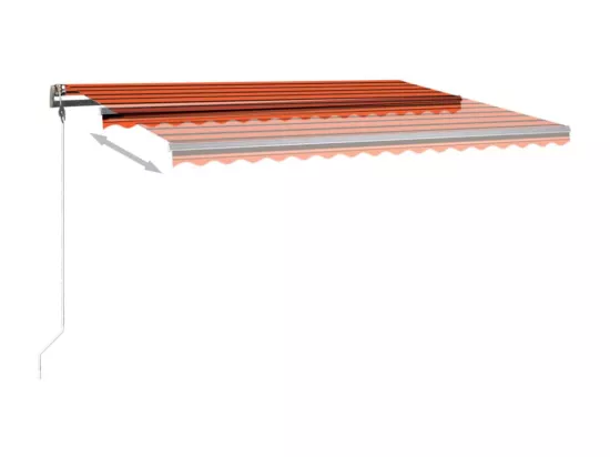 Auvent manuel rétractable avec LED 400x350 cm Orange et marron
