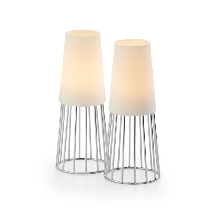 Philippi - Lighthouse Teelichthalter, weiss / silber (2er Set)