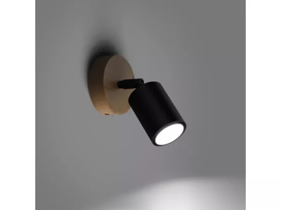 Appliques Verdo moderne en acier/bois - 1 sources lumineuses - L.16 x H.16 cm - bois noir