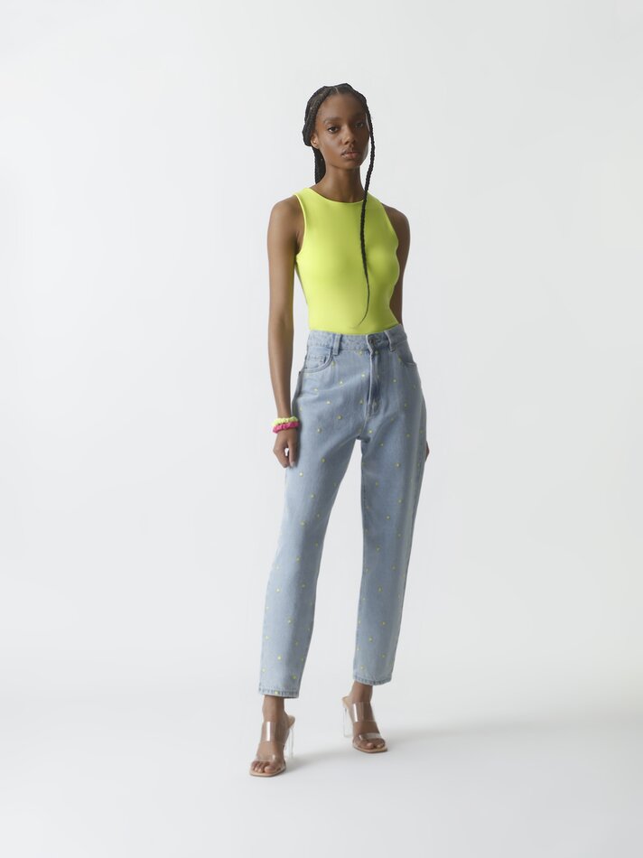 Body elástico com alças - Amarelo Fluorescente