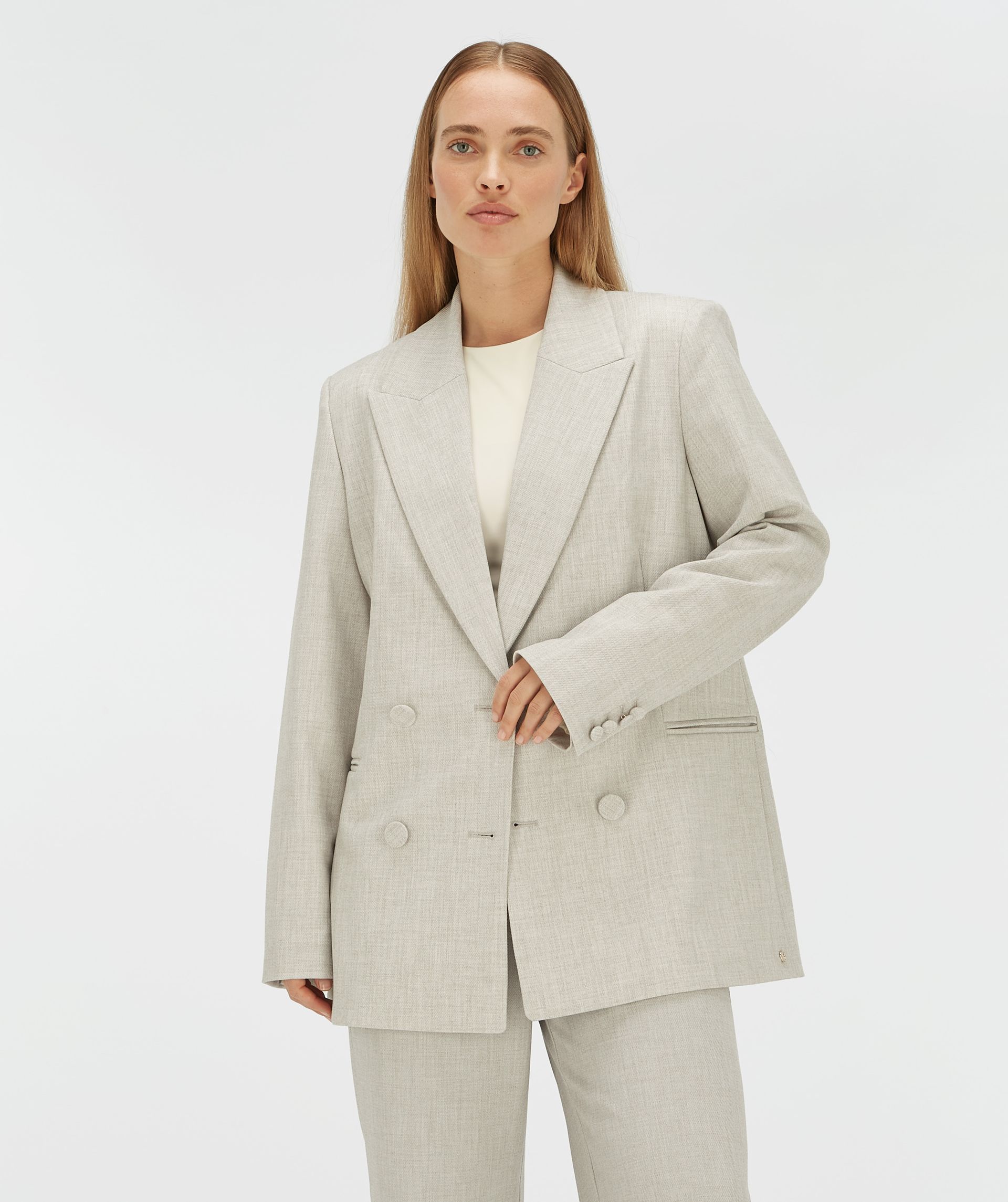 JV-DILLEN straight fit blazer - light grey melange