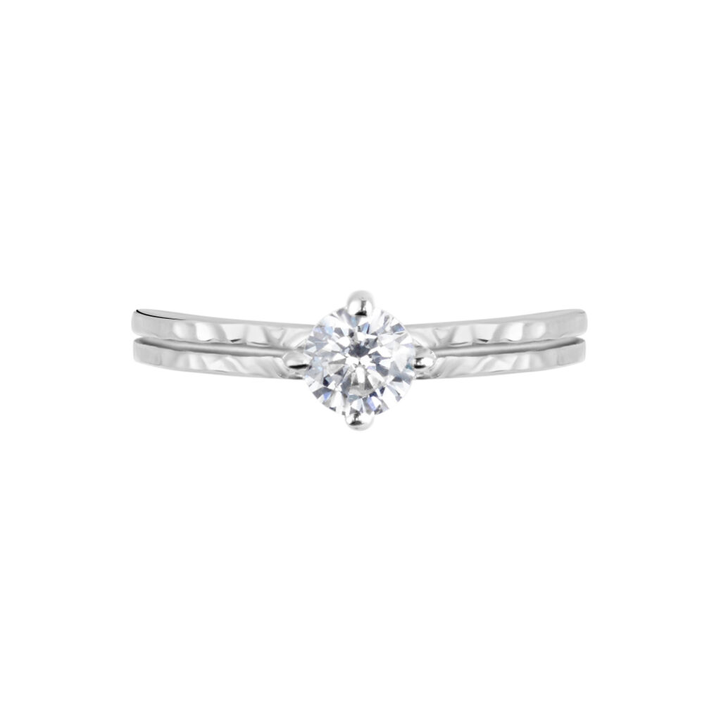 Bague Solitaire Argent Blanc Candi Oxyde De Zirconium