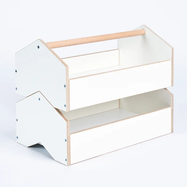 Tojo - kiste Aufbewahrungsbox, weiss / Buche