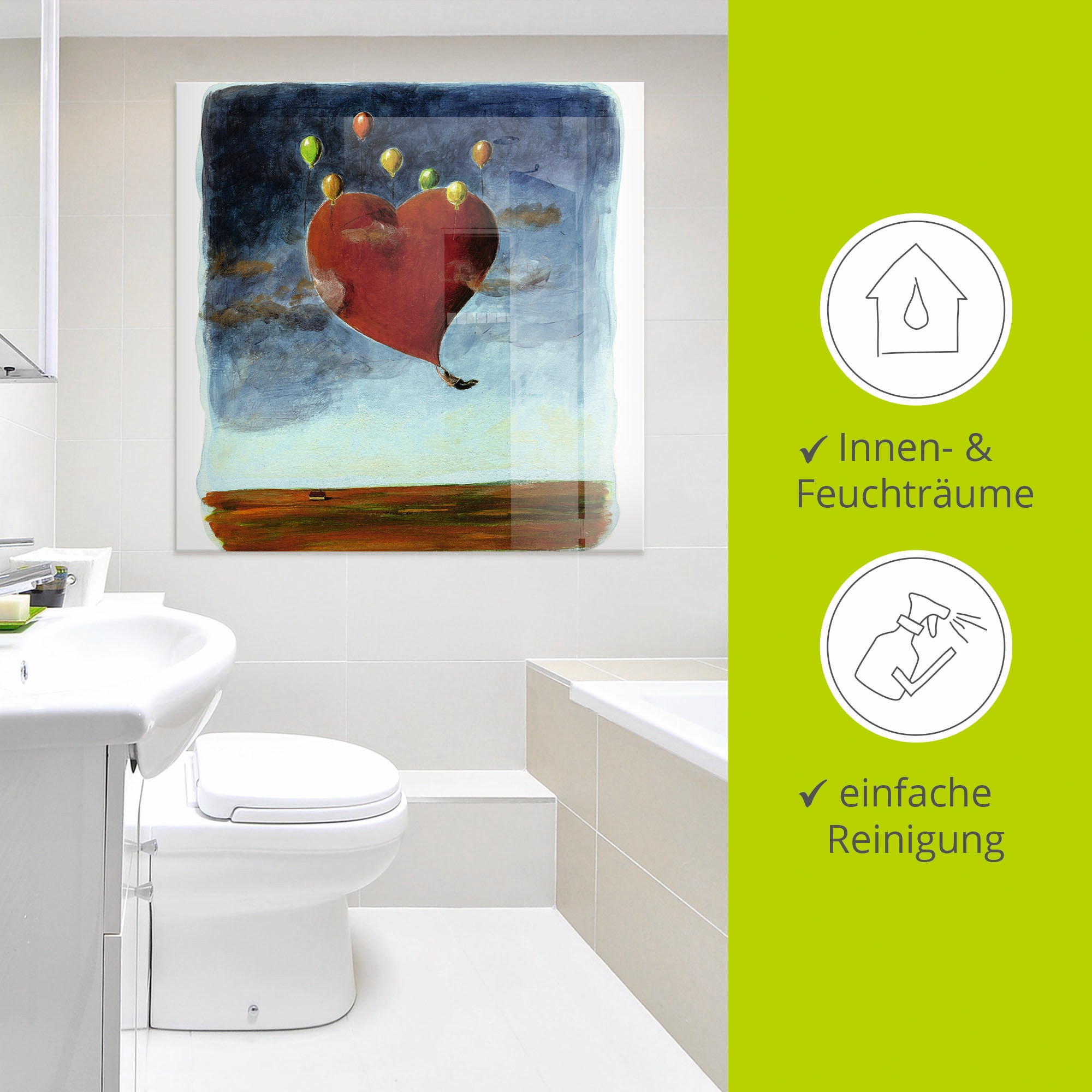 Artland Glasbild »Fliegendes Herz« Herzen 1 Stk. tlg. in verschiedenen Grössen