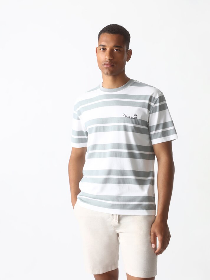 Camiseta com estampa listrada - Azul médio