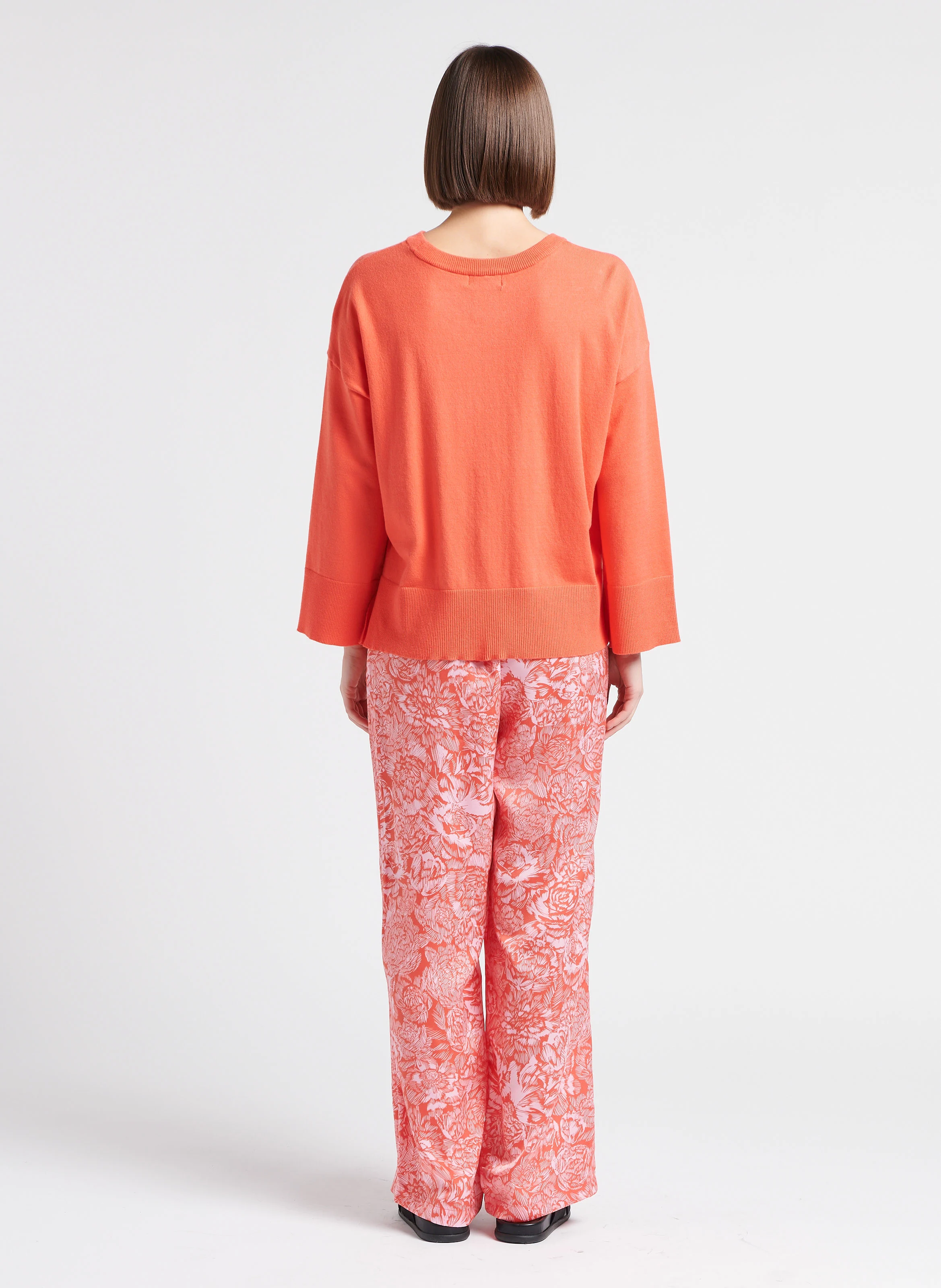 DALINDA - Pull col rond en maille mélangée | Rose
